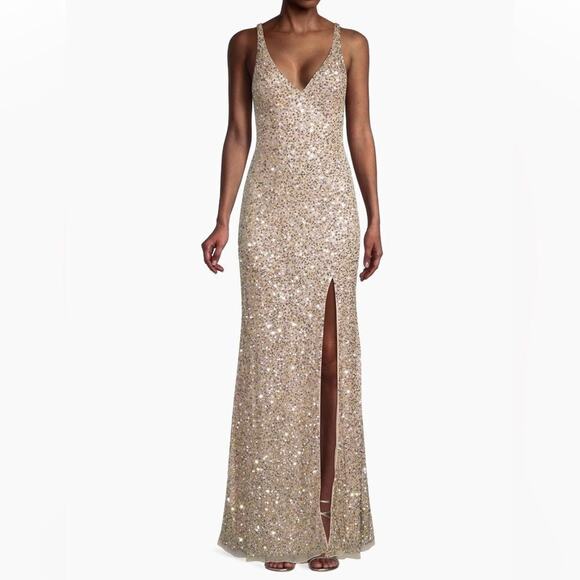 MAC DUGGAL 1068 V-Neck Ombré Sequin Sheath Gown, Size 0, New with Tag - Picture 4 of 12